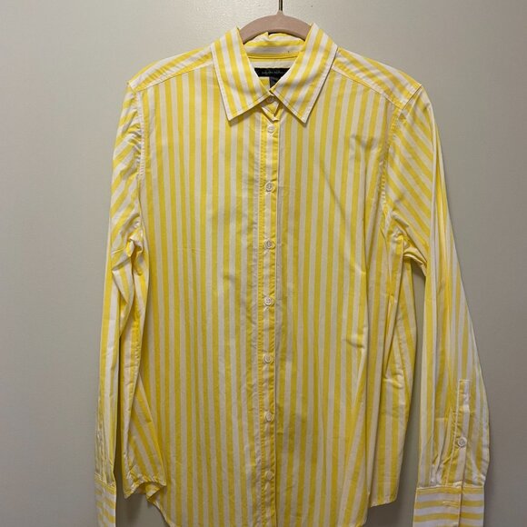 ✨EUC✨Banana Republic Yellow Striped Poplin Shirt size M NWOT - Picture 8 of 8